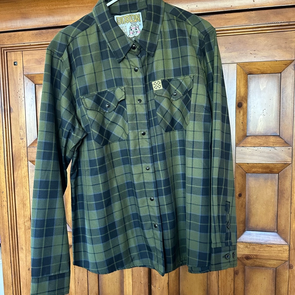 Dixxon Olive and Black Plaid Casual Shirt